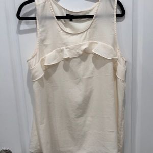 Gap soft as silk sleeveless top small ruffle across front.